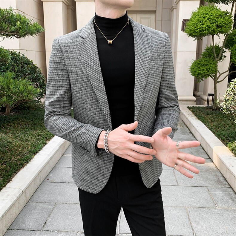 秋冬店主休闲夹克皮西装单西男士修身休闲西服A236-XZ2306-145,男装夹克,电商A236