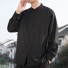 2025春季新款男装立领亚麻衬衫新中式棉麻唐装风衬衣C177-P70，男装衬衫，电商B277(原6028)