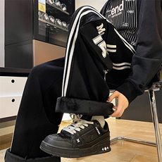 8XL-M美式条纹工装裤休闲裤男宽松直通阔腿加绒裤子K9123P78控98，男装休闲裤，电商D206-1