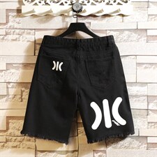 XZ103A-D032-P38-限价68砖墙日系大码破洞牛仔短裤肥仔，男装牛仔裤，星座103A