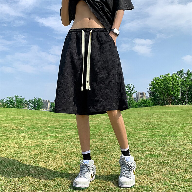 提花休闲运动短裤男生宽松潮流百搭夏学生五分裤XZ514-2-1532-P38,男装牛仔裤,星座514-2(原B239)