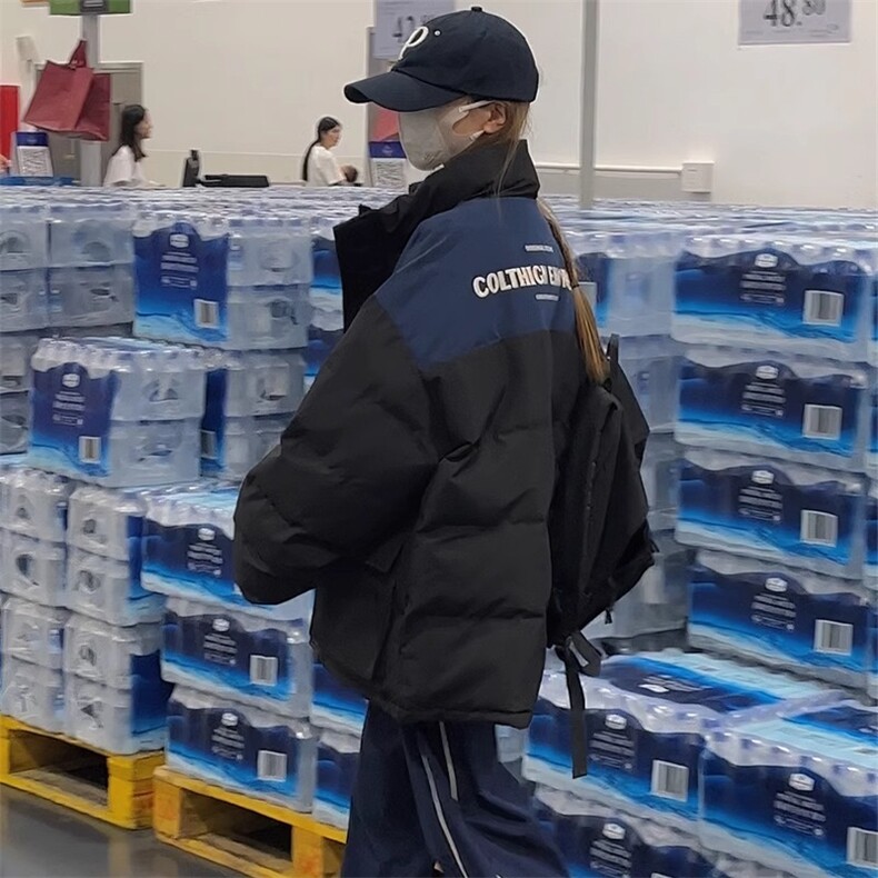 F1032-P128冬新款大码防风撞色保暖棉服情侣宽松工装棉衣外套男女,女装短外套,星座617A-2