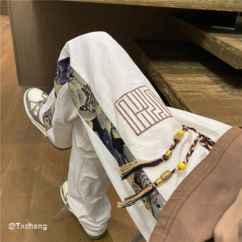2023夏季新款潮风小熊刺绣宽松休闲裤B315-K23381-特p25控48,男装休闲裤,电商B315