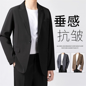 高级垂感抗皱小西服外套男士痞帅韩版休闲宽松休闲商务西装上衣服图片