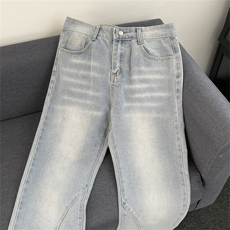 美式复古小众做旧微喇牛仔裤男潮牌宽松百搭长裤N821-P40,男装牛仔裤,星座308B-1