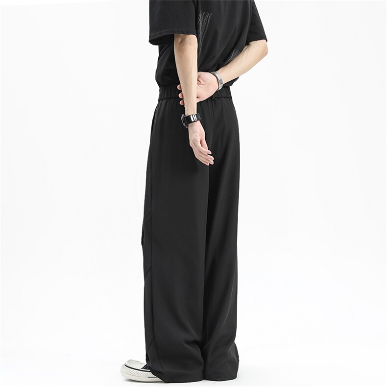 现货K815-50夏季男女款百搭冰丝裤褶皱设计宽松直筒拖地裤西装裤，男装西服套装，电商B327