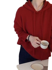 2025年秋季新款百搭卷边大连帽衫，女装针织衫/毛衣，恒恩羊绒