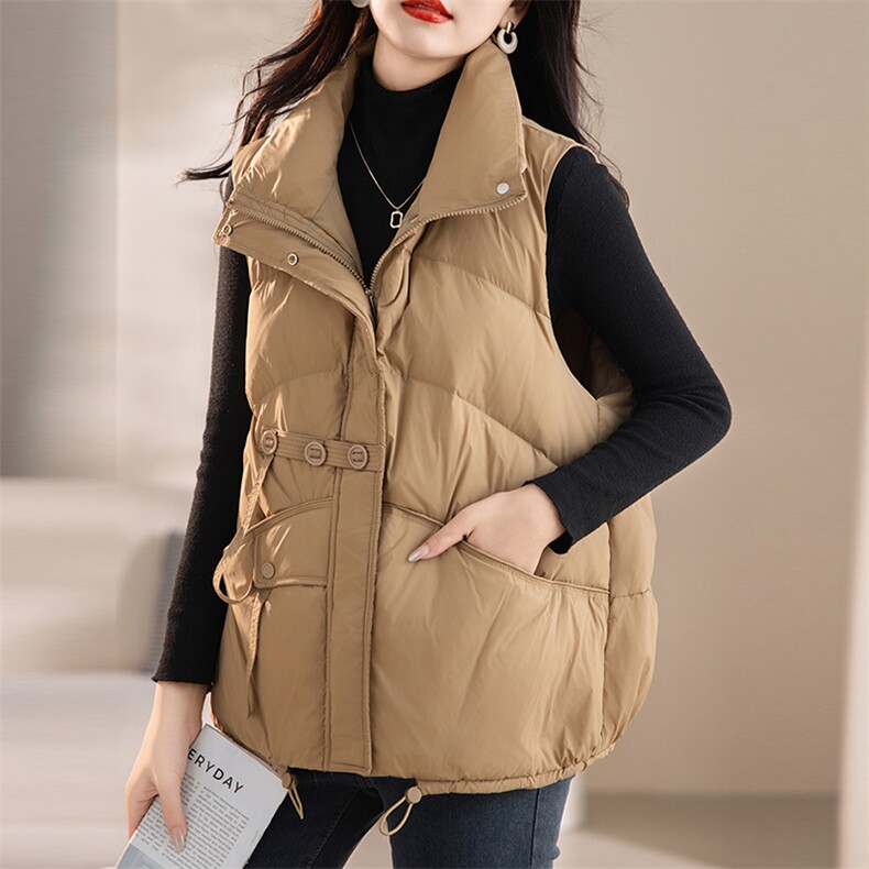 2025秋冬新款羽绒马甲女洋气马夹背心外穿保暖坎肩上衣时尚外套潮，女装马甲，灵动羽绒服工厂