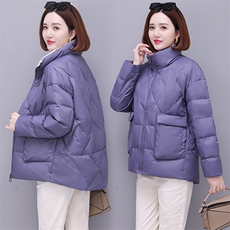 时尚保暖女士棉服简约立领长袖纯色外套冬季必备单品，女装棉衣/棉服，深妍伊美