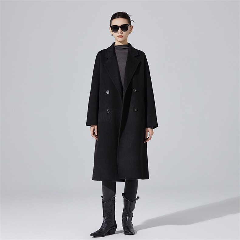 羊毛毛呢外套女2024秋冬新款中长款大衣，女装毛呢外套，高哲羊绒