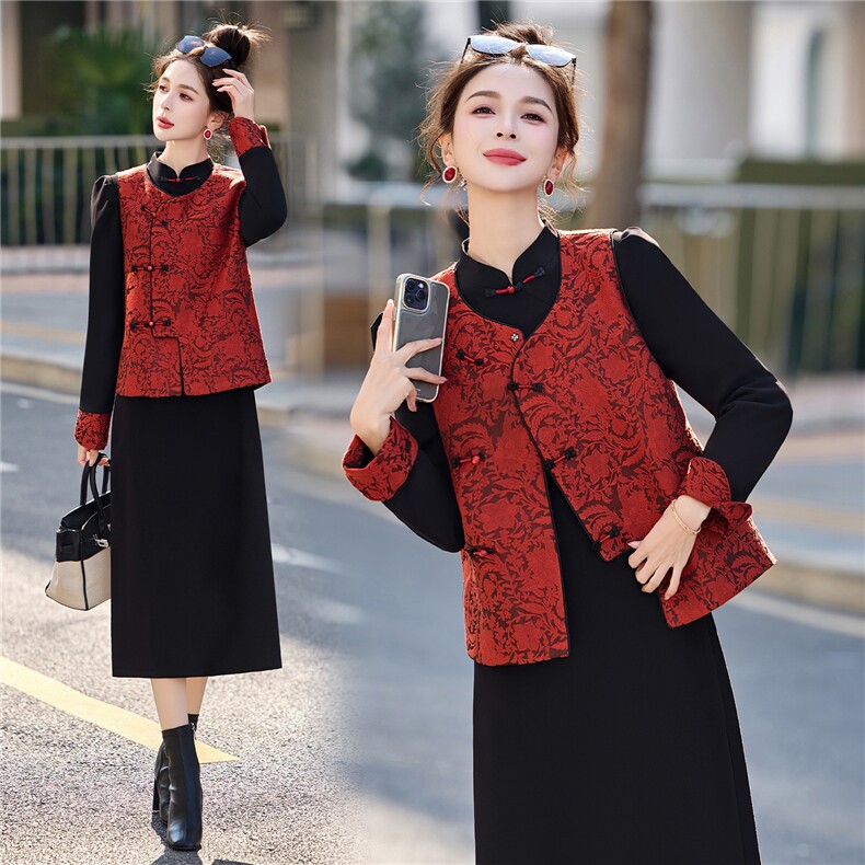 2026年春季新款女装时尚气质新中式套裙晚宴婚礼服两件套,女装套装/套裙,关键词