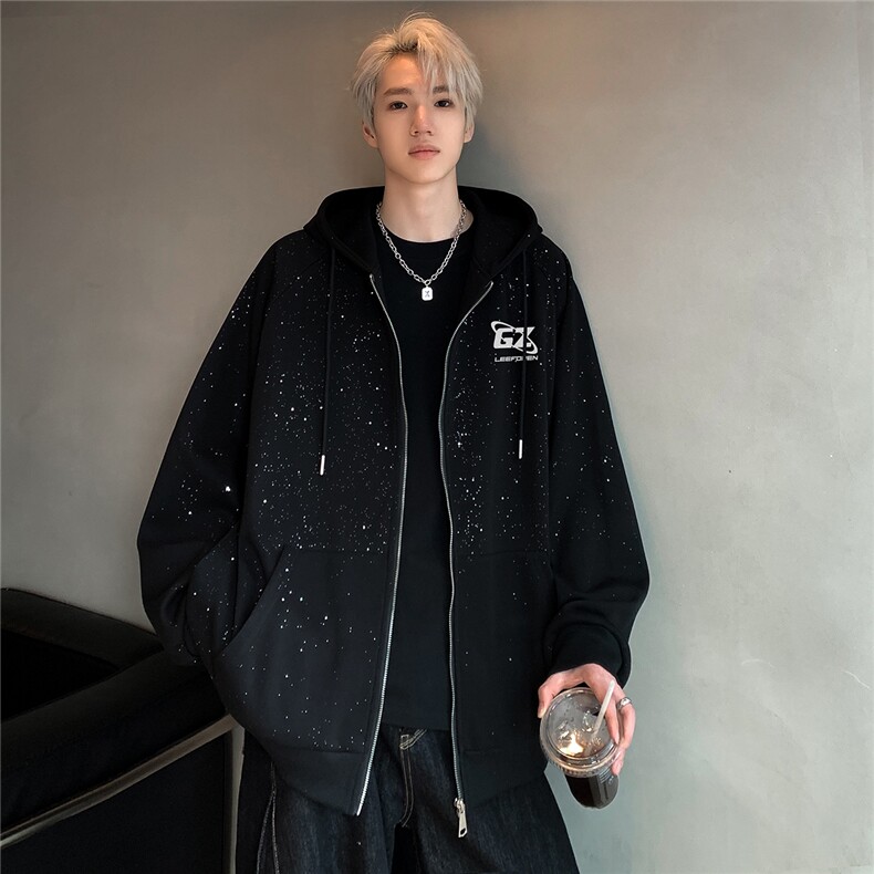 满天星开衫连帽卫衣男女春秋季两片拉链款夹克外套JK203-P78图片