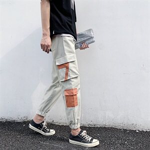2021夏款休闲裤宽松九分工装裤男束脚裤图片