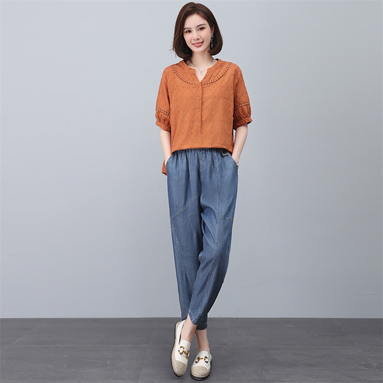 时尚套装女2023新款小个子显高妈妈气质阔太太今年流行两件套裤夏,女装套装/套裙,忆绮罗
