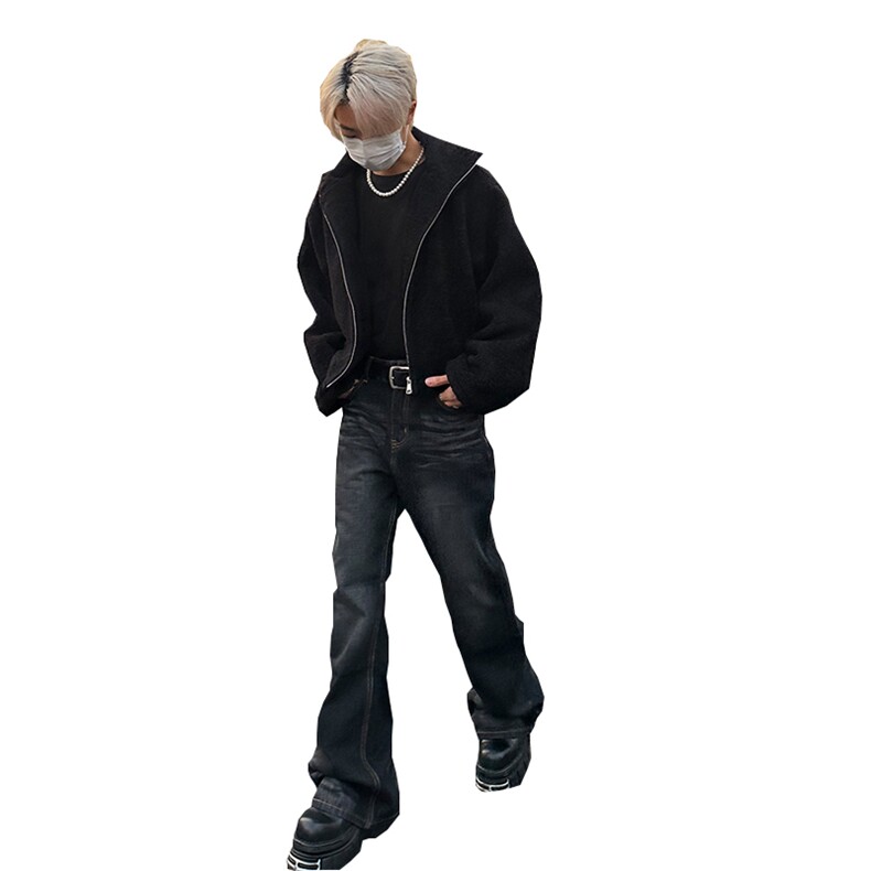 美式ins高街hiphop重工艺水洗微喇复古蓝牛仔裤货号K2320-1P55,男装牛仔裤,电商A063