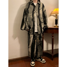中性风灯笼袖扎染长袖衬衣CS88796P35控68扎染裤子88798P45控68，男装休闲裤，星座226-2