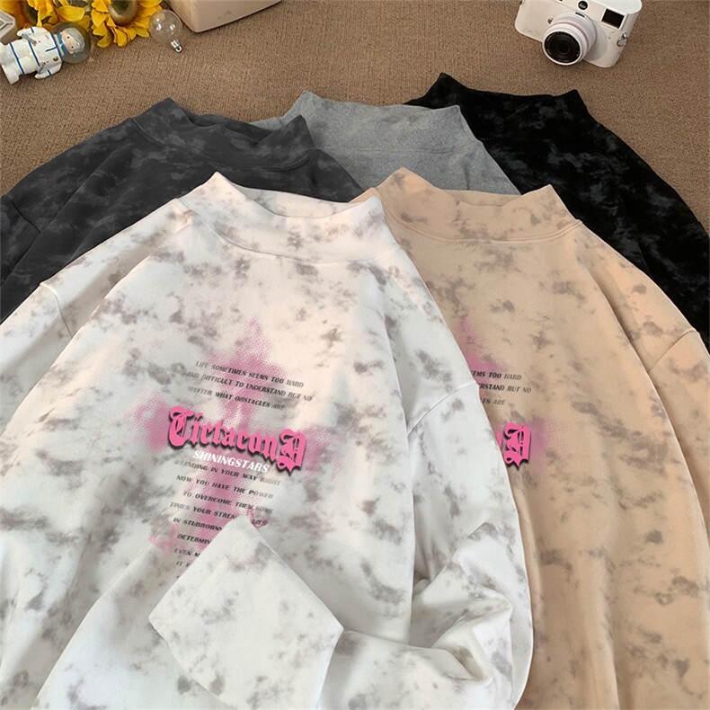 260克重磅扎染德绒半高领打底衫【有货】C403A-DR25463ZR-P25,男装T恤,电商C403A