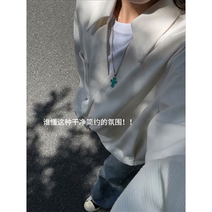 法式松弛感休闲衬衫日系设计感个性情侣款外套HY870TP48控78图片