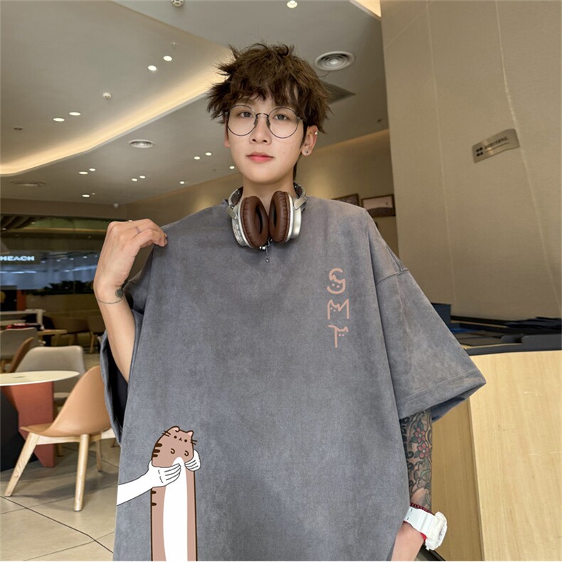 2024夏季新款麂皮绒圆领短袖T恤RT452-特P19控38,男装T恤,电商B370