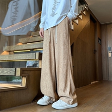 夏秋衔接树皮皱纹理感休闲裤直筒拖地运动裤K842特P35控58，女装休闲裤，电商A309