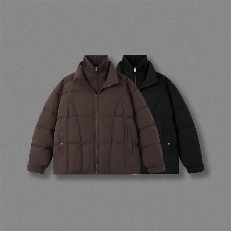 抖音-滴滴小新-立领防风保暖假两件潮流潮情侣羽绒服yrf882-TP255,男装羽绒服,电商A089-1