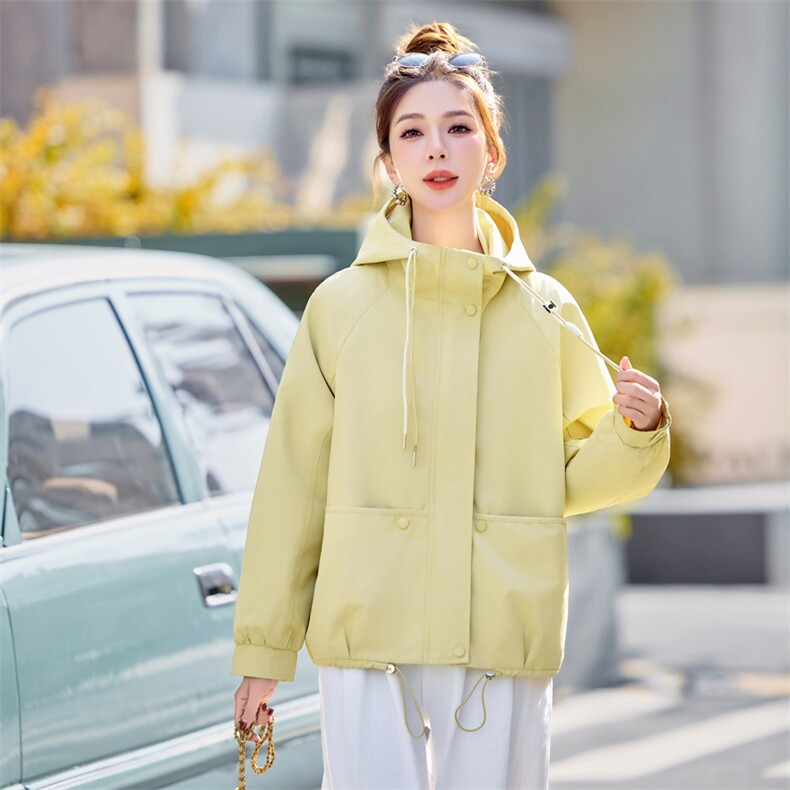 短款外套女2025春秋新款韩版宽松百搭小个子休闲连帽夹克减龄上衣,女装风衣,靓星雨