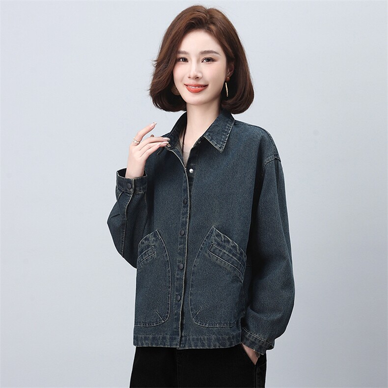 中年妈妈时尚休闲牛仔女2026春秋新款高级宽松洋气减龄,女装短外套,悦见她