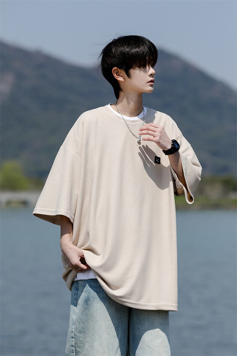 8XL-M重磅！特大码T潮牌上衣男中性华夫格短袖T恤DX304P25控39,男装T恤,电商D206-1