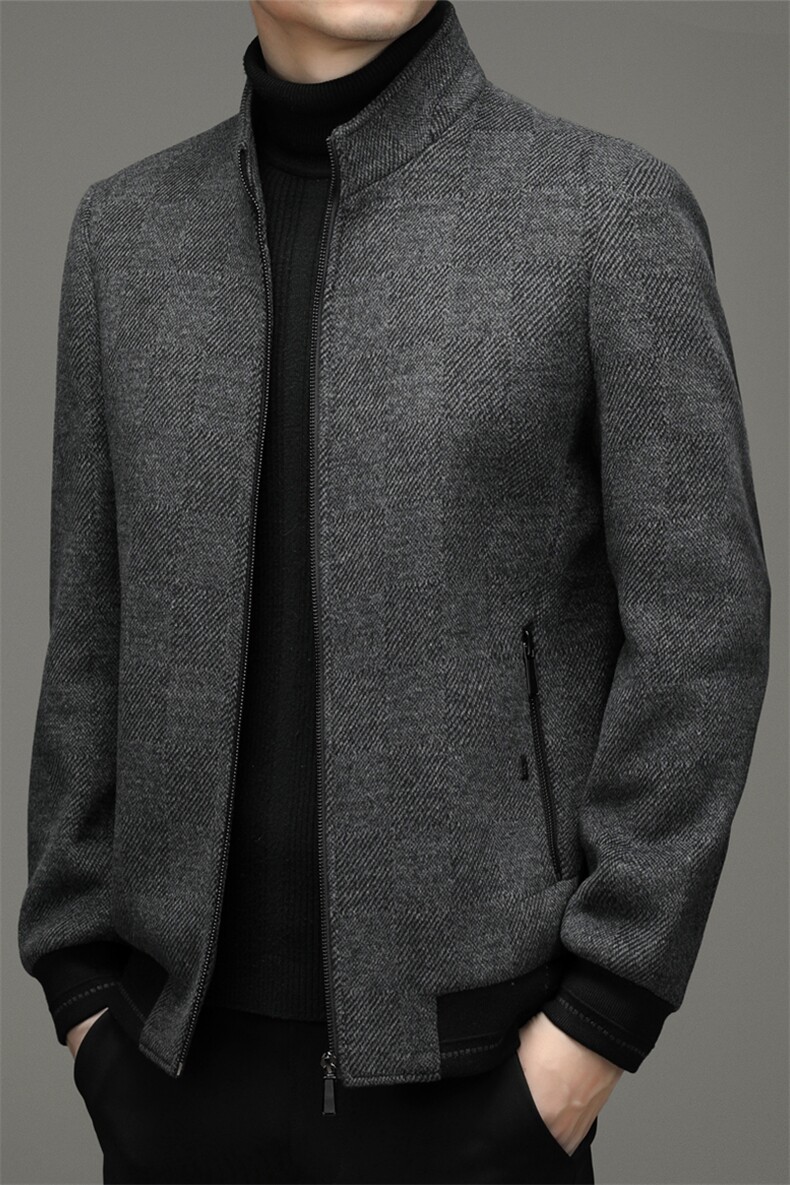 2023冬新款毛呢加棉加厚外套男翻领中年男装羊毛上衣YYN862-P250，男装毛呢大衣，电商B212（原钱塘6029）