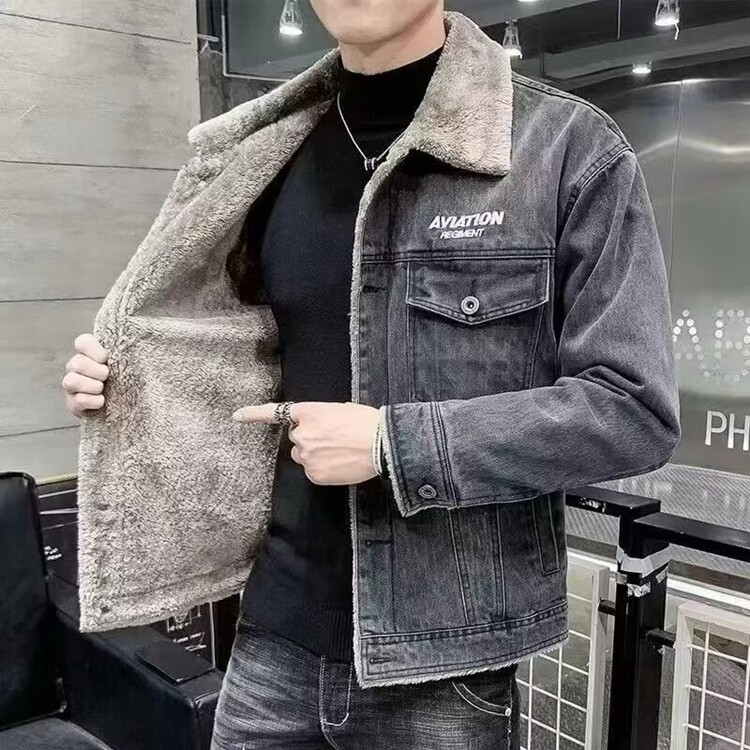 男士美式复古牛仔外套男潮牌痞帅男装2025新款翻领工装夹克牛仔衣,男装工装外套,星座218-8