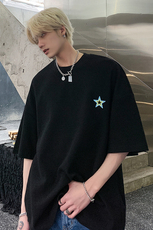 港风潮流夏季新款短袖男生重磅星星T恤上衣jk23267-p25-控38，男装T恤，星座605(原A050)