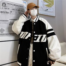 秋季美式高街字母印花棒球服外套港风拼接夹克情侣外套W5381-P55，男装夹克，星座512-2