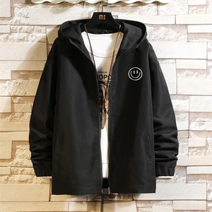 JK65224-P45 连帽夹克男大码胖子棒球服上衣外套 砖墙挂拍图片