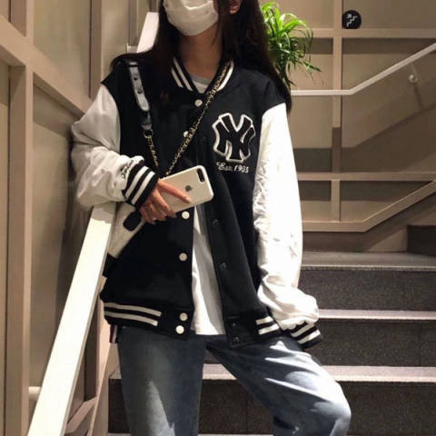 XZ613-2-E221-P50字母刺绣拼接棒球服夹克宽松学院风外套学生,男装卫衣,星座911-2(原星座613-2）