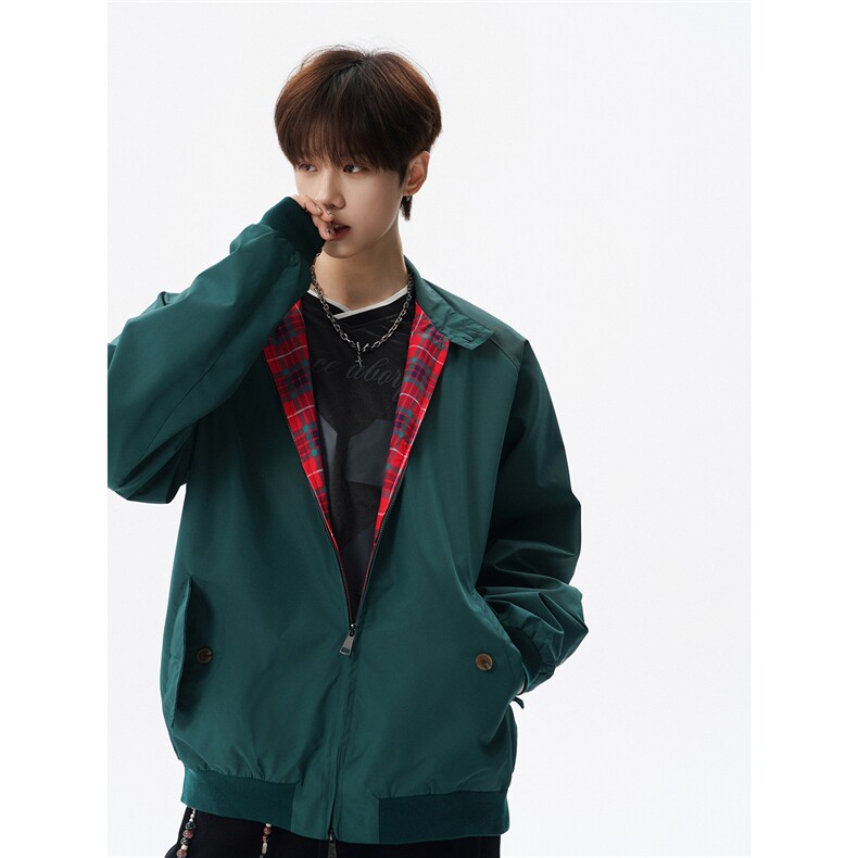 美式复古棒球服外套男春秋季潮牌拉链立领夹克宽松上衣服JK005,男装夹克,电商B312