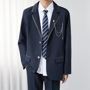 日系学院风DK制服男生西服套装ins英伦风学生痞帅西装外套班服潮图片