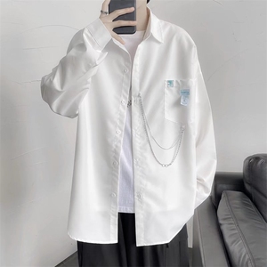 韩版翻领口袋休闲衬衣秋季盐系百搭工装衬衫男长袖外套 W5571-P30图片