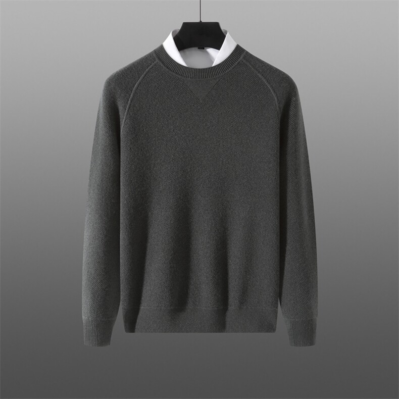 时尚男士羊绒圆领套头衫高品质长袖毛衣秋季新品保暖舒适，男装羊绒套衫，旭友羊绒