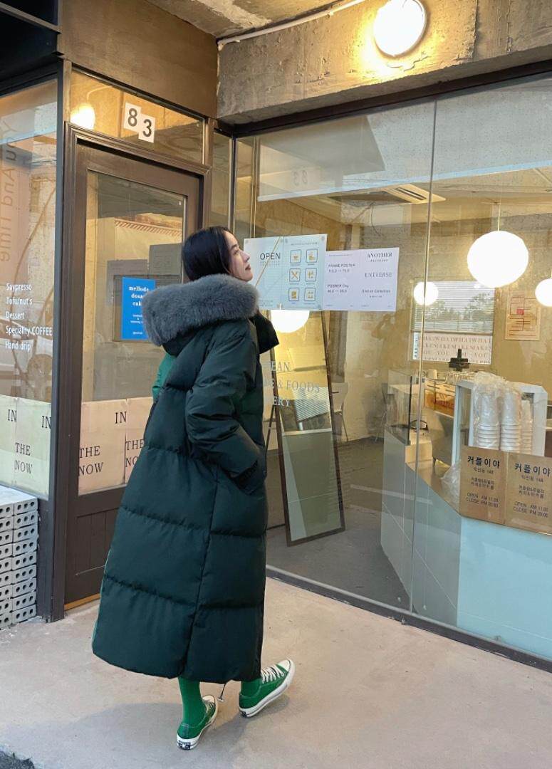 拼色大毛领羽绒服，女装羽绒服，Double Seven