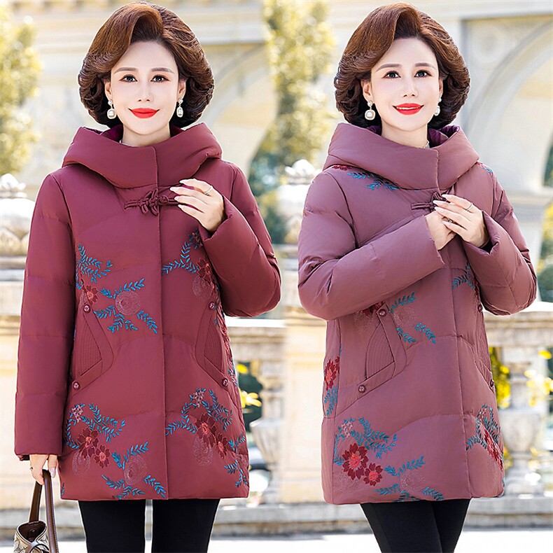 2026新款中老年人女装妈妈连帽羽绒服时尚洋气加厚保暖冬装外套，男装羽绒服，电商B212（原钱塘6029）