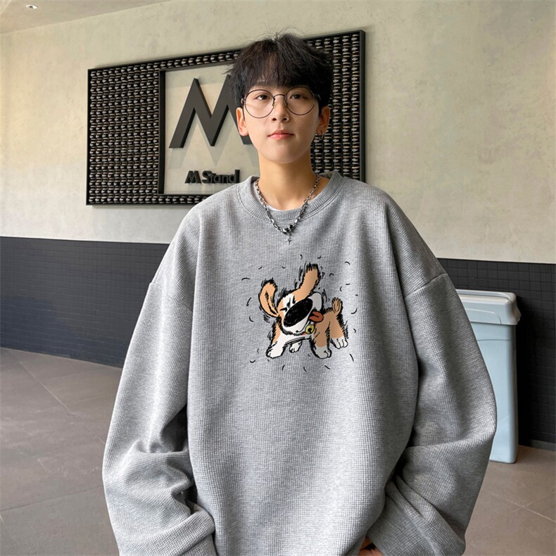 华夫格！华夫格上衣男圆领华夫格卫衣男大码长袖t恤男HY229-特P23,男装T恤,电商B367
