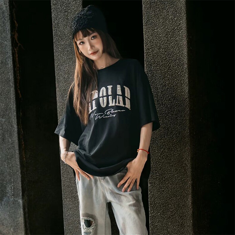 万针全刺绣工艺抖音得物高品质260克重磅纯棉双纱美式高街短袖T恤,男装T恤,电商A486