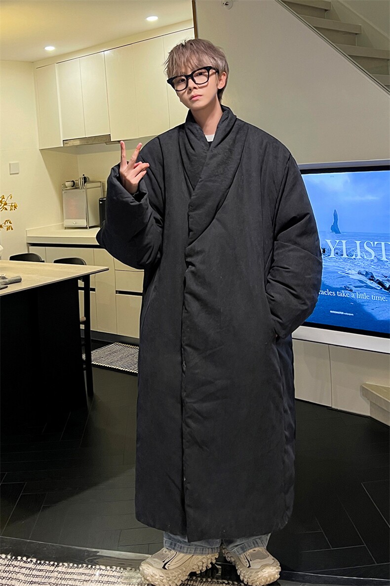 8XL-M90白鸭绒！特大码羽绒服日系绒面长款棉衣男YRFC03P268,男装羽绒服,电商D206-1