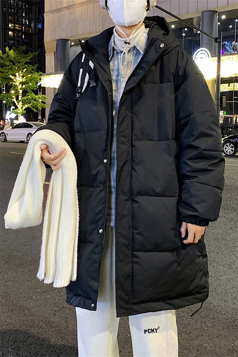 港风夜景长款连帽羽绒服标50白鸭绒YR150特批P195控298,男装羽绒服,电商A247