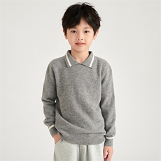 [羊毛]秋冬儿童羊毛衫男女同款无扣POLO衫，童装儿童羊毛衫，鑫贝羊绒