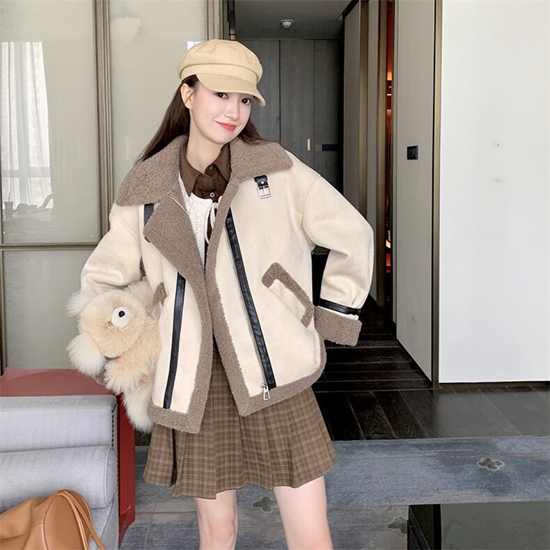 2023年冬季新款羊羔毛短外套B190-82518-P195-K296,女装羊羔毛/颗粒绒,一九零