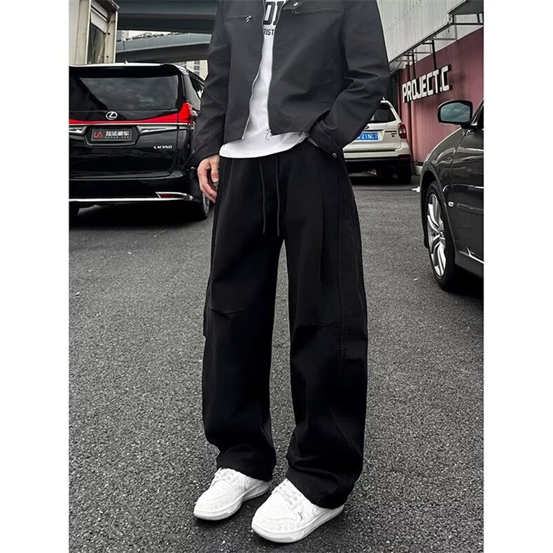 1506A/GJ790/P63廓形西裤黑色休闲裤男女直筒微喇裤子1,男装西裤,星座1506A
