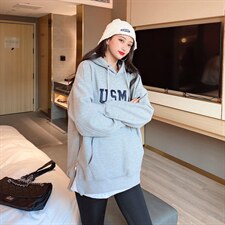 现货冬季新款韩版时尚加绒卫衣，女装卫衣/绒衫，泽妤