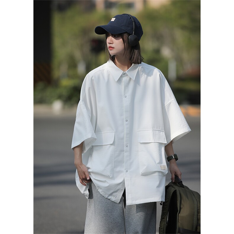 立体大口袋短袖衬衫W1889P60控78，男装衬衫，星座1018-3