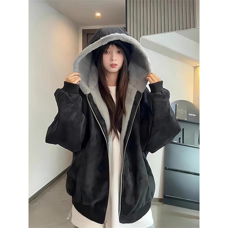 网络图J9012、P85原版高质量pu皮全兔绒棉服黑色杏色M-2XL,男装皮衣,星座506A